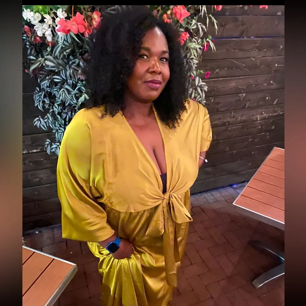 Gold Satin Long Dress - Picture 5 of 6